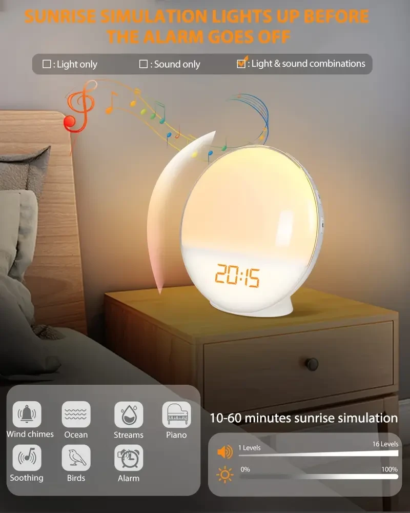 HALO LIGHT Sunrise Wake-Up Alarm Clock – Gentle, Modern & Smart