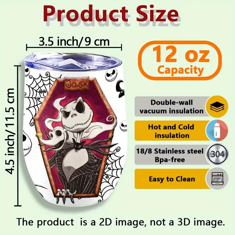 Nightmare Before Christmas Jack Skellington & Sally Stainless Steel Travel Mug – Iconic, Insulated & Collectible