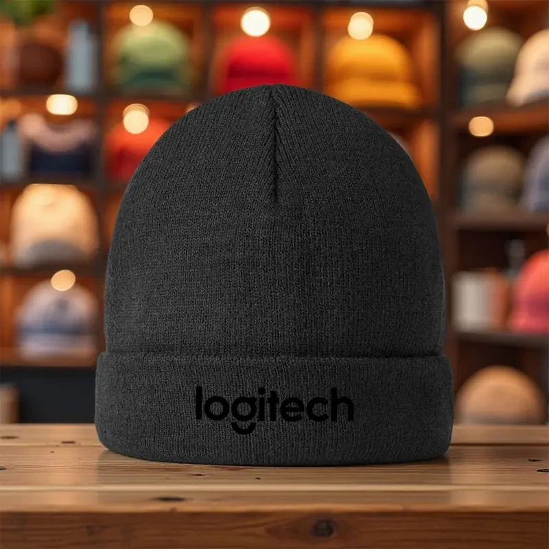 Logitech Branded Stretchy Knit Beanie Hat – Warm, Stylish & Officially Branded