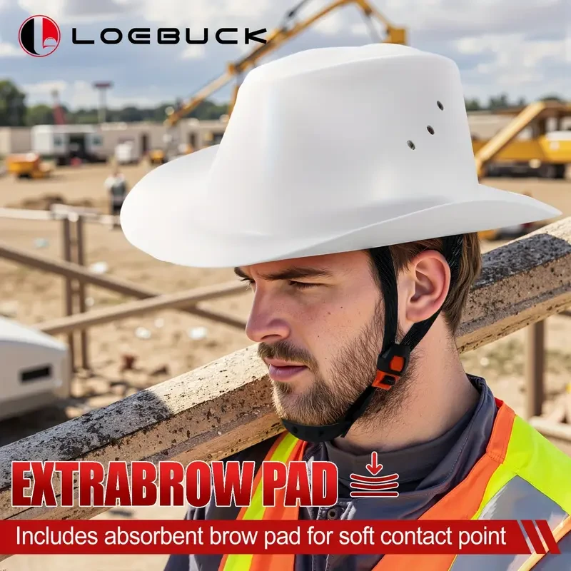 LOEBUCK Western-Style Hard Hat with Black Visor – Tough, Comfortable & Windproof