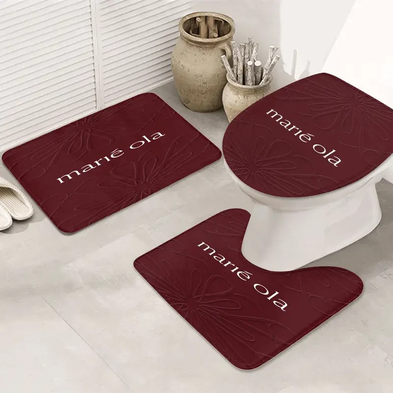 Marie Ola Themed Set – Three-Piece Bathroom Floor Mat Set – Absorbent and Comfortable Bathroom Mats