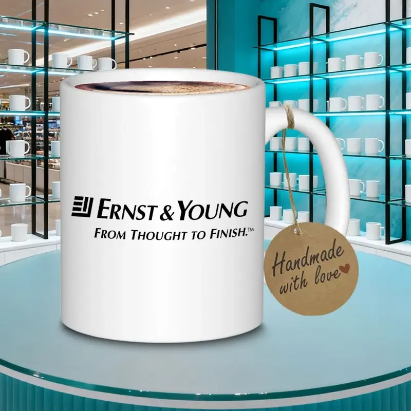 Ernst & Young Logo Ceramic Coffee Mug – Officially Licensed Corporate Branding Cup