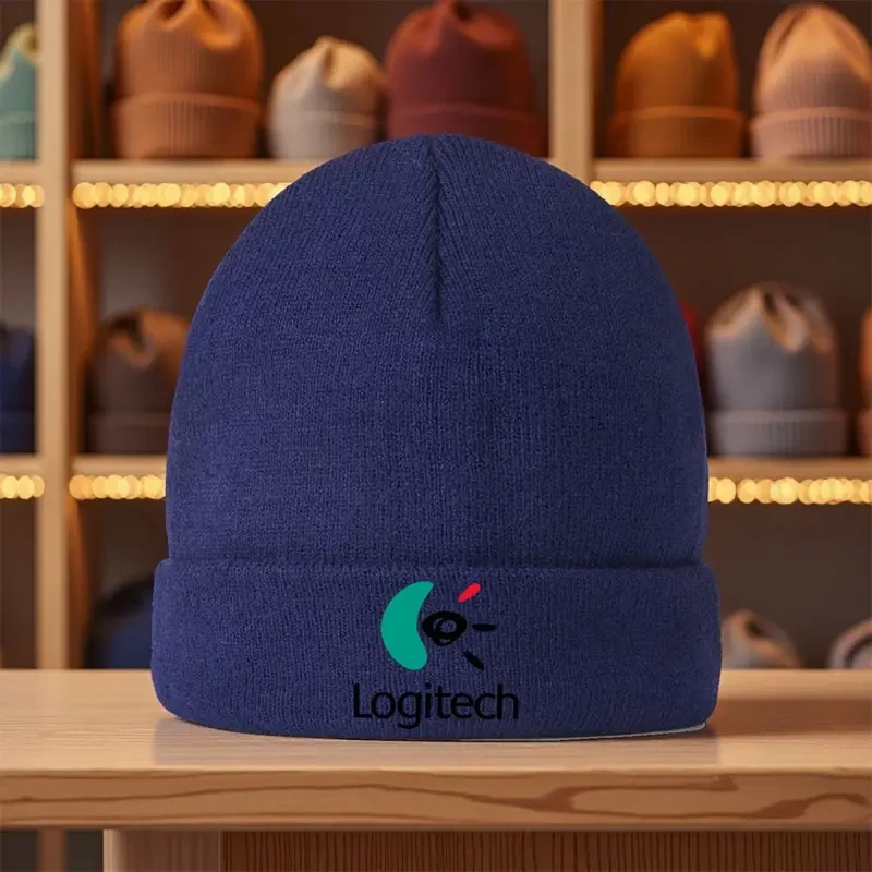 1pc Logitech Branded Beanie Hat – Official Winter Knit Cap for Men & Women