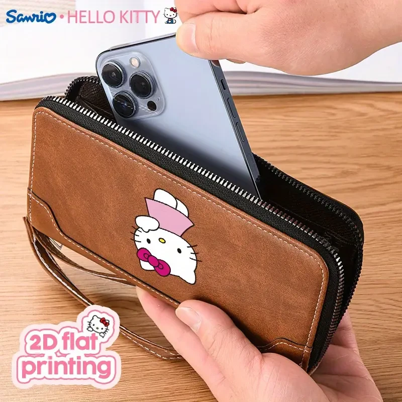 Sanrio Hello Kitty Men's Vintage Wallet – Retro, Professional Zipper Wallet with Credit Card Slots