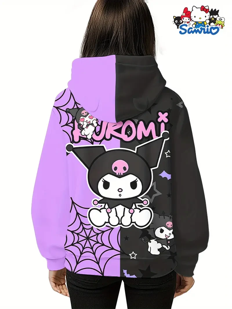 Sanrio Kuromi Women’s Hooded Sweatshirt with Pockets – Cozy Kawaii Character Sweatshirt for Fall & Winter