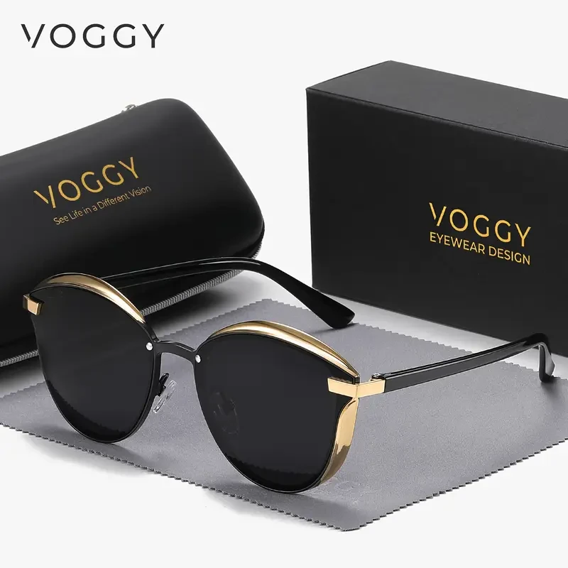 VOGGY Retro Butterfly Polarized Fashion Glasses – Stylish Metal Frame Sunglasses for Men & Women
