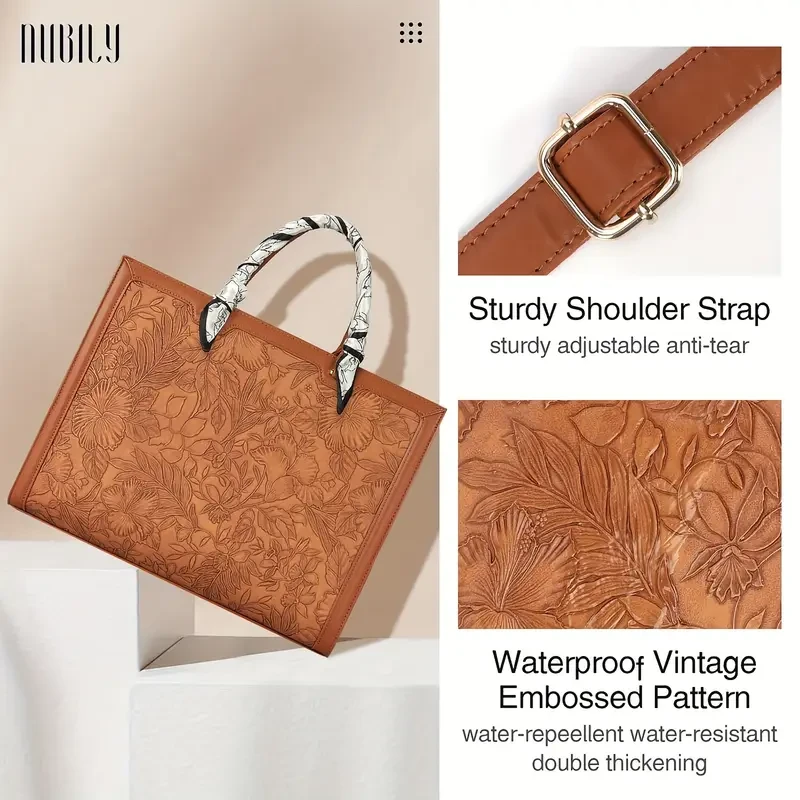 NUBILY Women's 39.62 cm High-Quality PU Leather Laptop Tote Bag – Stylish and Functional for Work, Travel, and Everyday Use