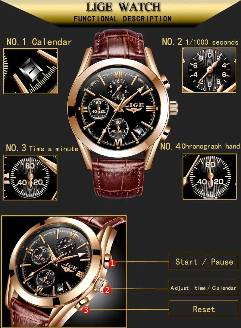 LIGE Watch – Luxury Casual Quartz Wristwatch for Men – The Best Choice for Gifts