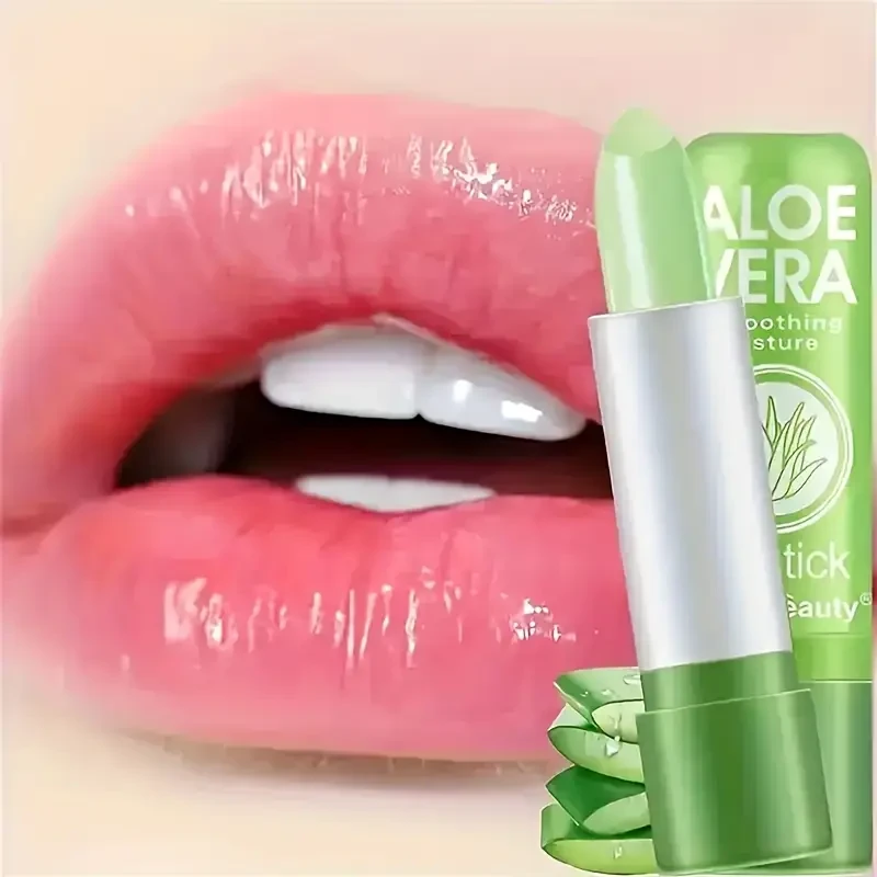 12pcs Aloe Vera Tinted Lip Balm – Replenishing Matte Finish with Thermochromic Jelly Lipstick for All Skin Types