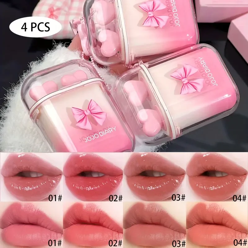 JOJO DIARY Sweetheart Lip Gloss Set – Mirror Gloss with Long-Lasting Color and Matte Finish