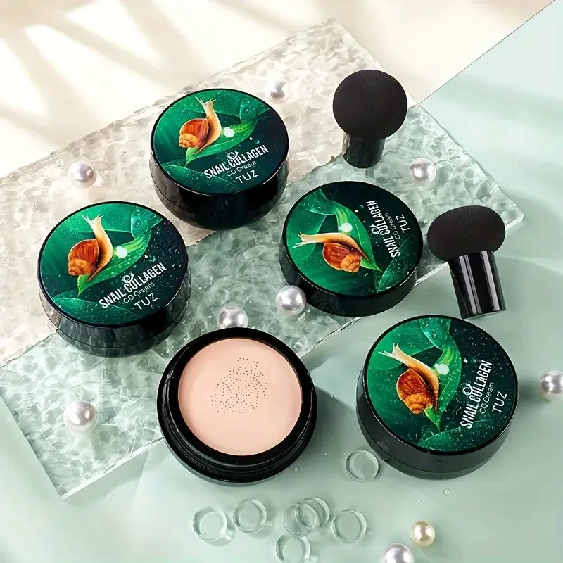 1pc Snail Collagen CC Cream – Long-Lasting, Waterproof Foundation with Moisturizing Effect for All Skin Types