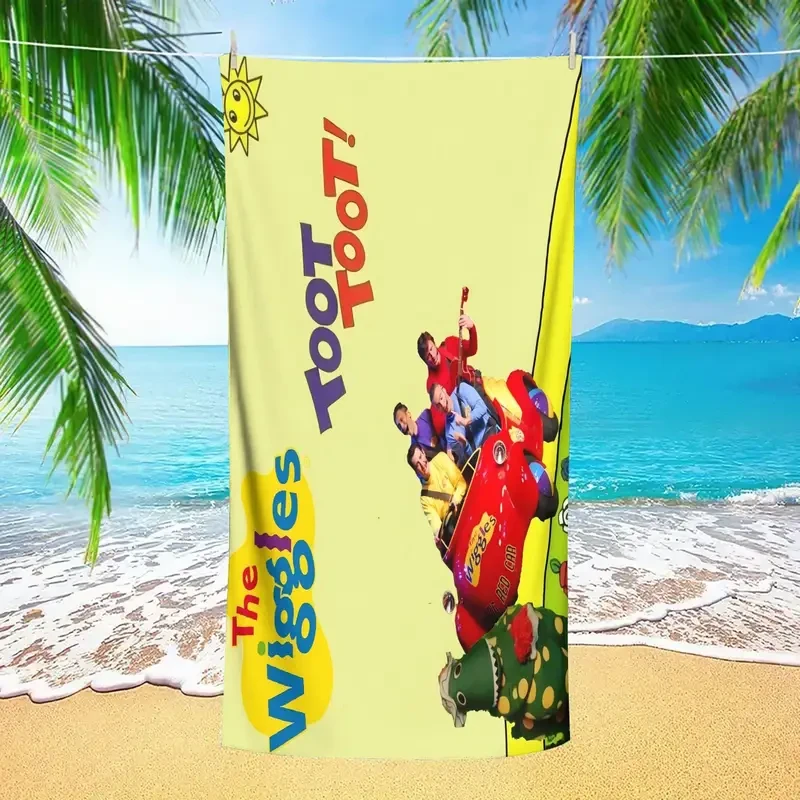 The Wiggles Official Character Beach Towel & Storage Bag – 2-in-1 Foldable Design for Swimming, Travel, and Outdoor Fun