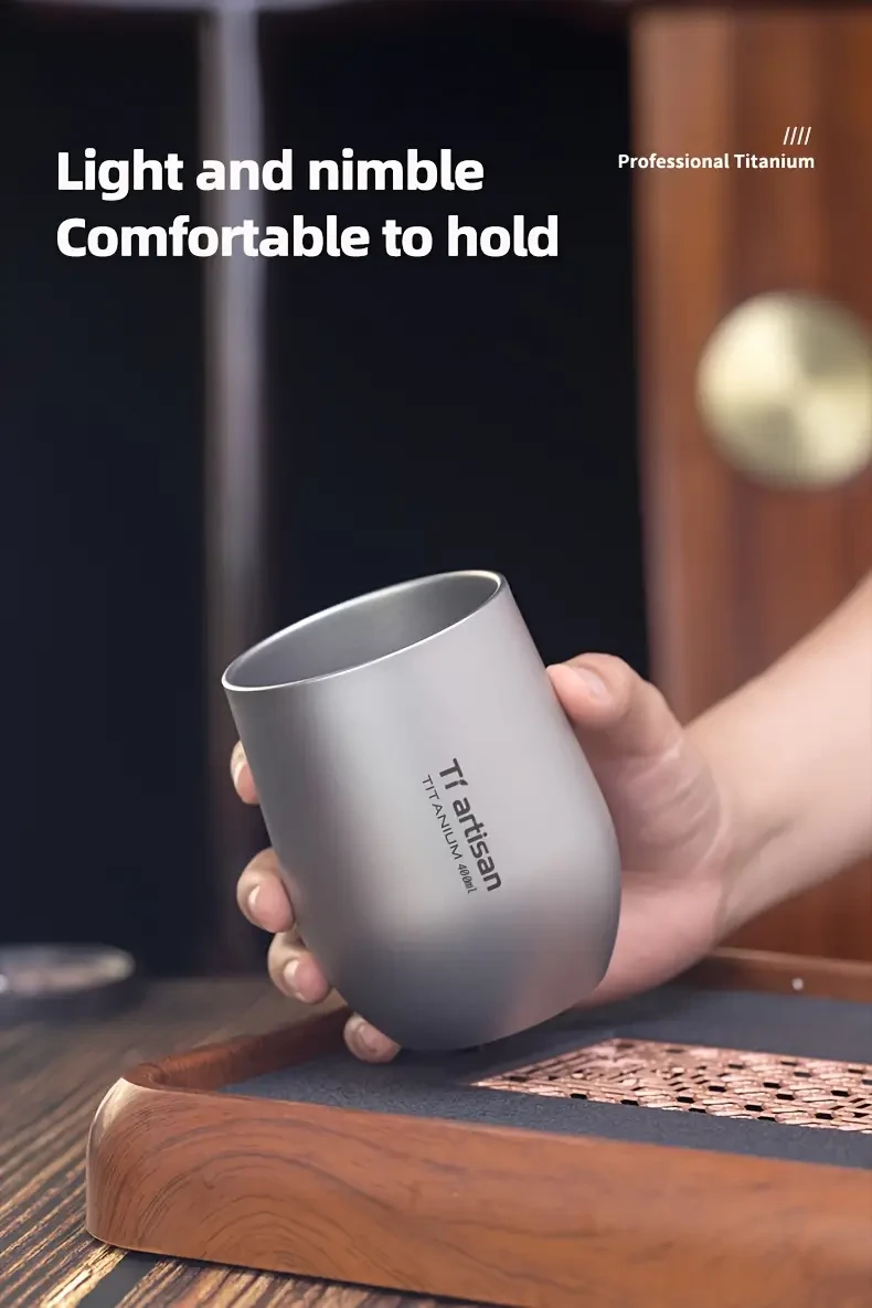 Tiartisan 255ml/400ml Outdoor Titanium Water Mug – Lightweight, Double-Walled Drinkware for Camping, Hiking, and Travel