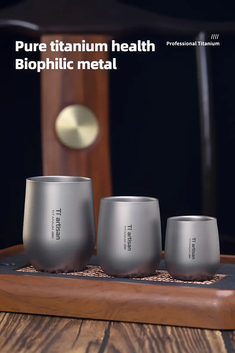 Tiartisan 255ml/400ml Outdoor Titanium Water Mug – Lightweight, Double-Walled Drinkware for Camping, Hiking, and Travel