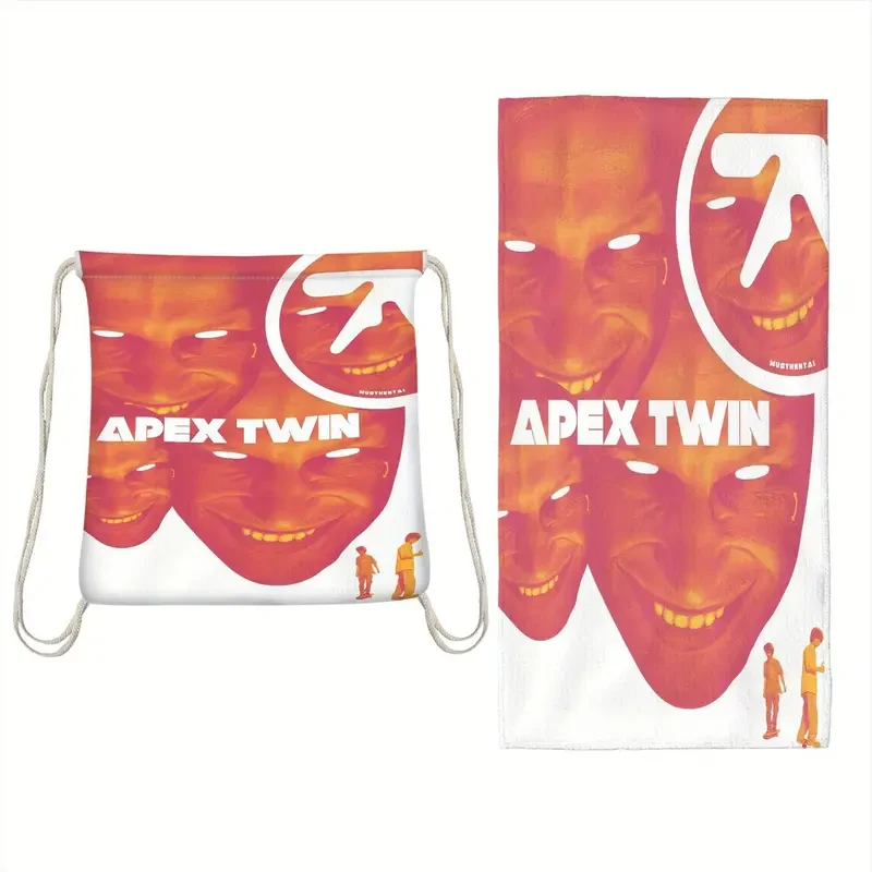 Aphex Twin Themed 2-in-1 Foldable Beach Towel & Storage Bag – Quick-Dry Microfiber, Vibrant Logo Design, Perfect for Music Fans