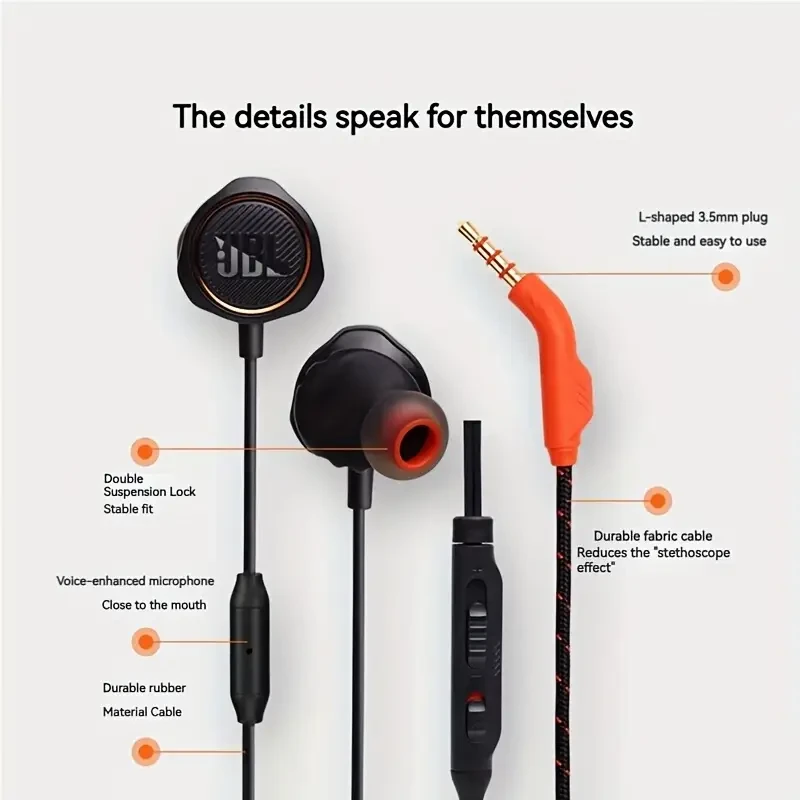 Q50 In-Ear Wired Headphones with Microphone – Quantum Gaming Headphones with Surround Sound for Mobile Phones, Tablets, and Laptops