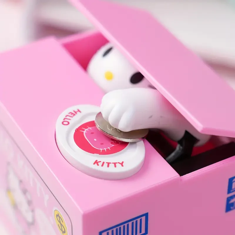 Sanrio Hello Kitty & Kuromi Cute Cat Bank Coin Storage – Creative Money-Stealing Design for Office, Desk, and Home