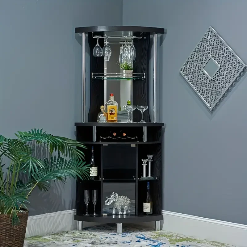Corner Wine Cabinet – Elegant Storage for Wine, Glassware, and Bar Essentials