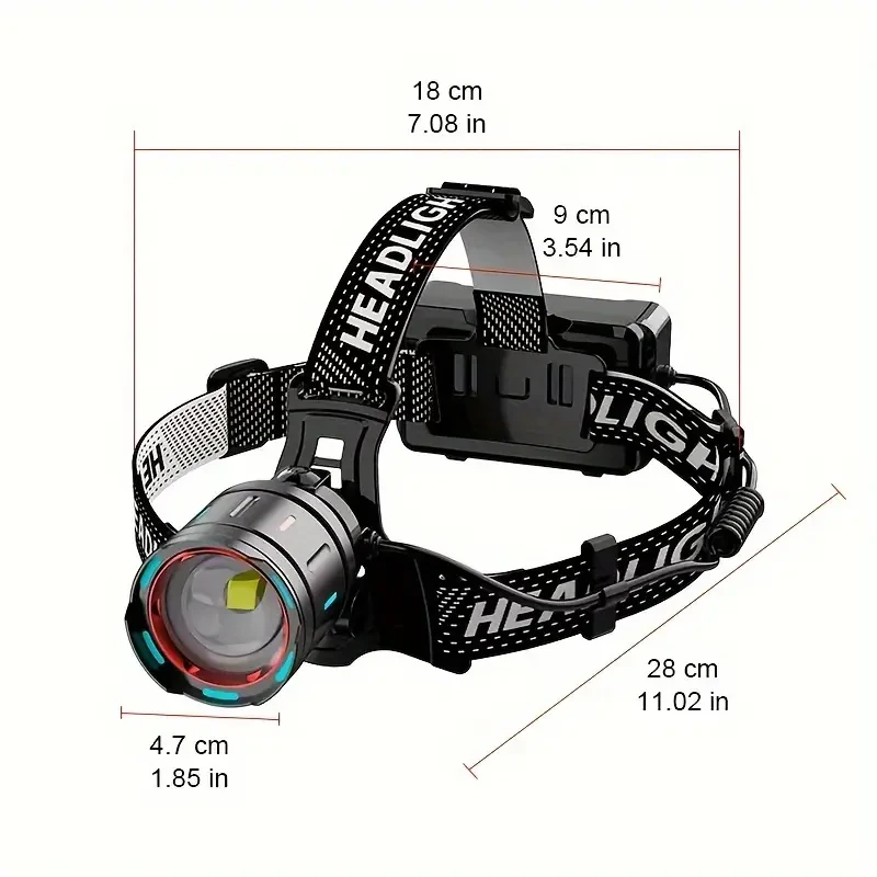 2025 Most Powerful LED Headlamp – 5000LM High Brightness, Rechargeable, with 3 Modes for Work, Camping, and Outdoor Adventures