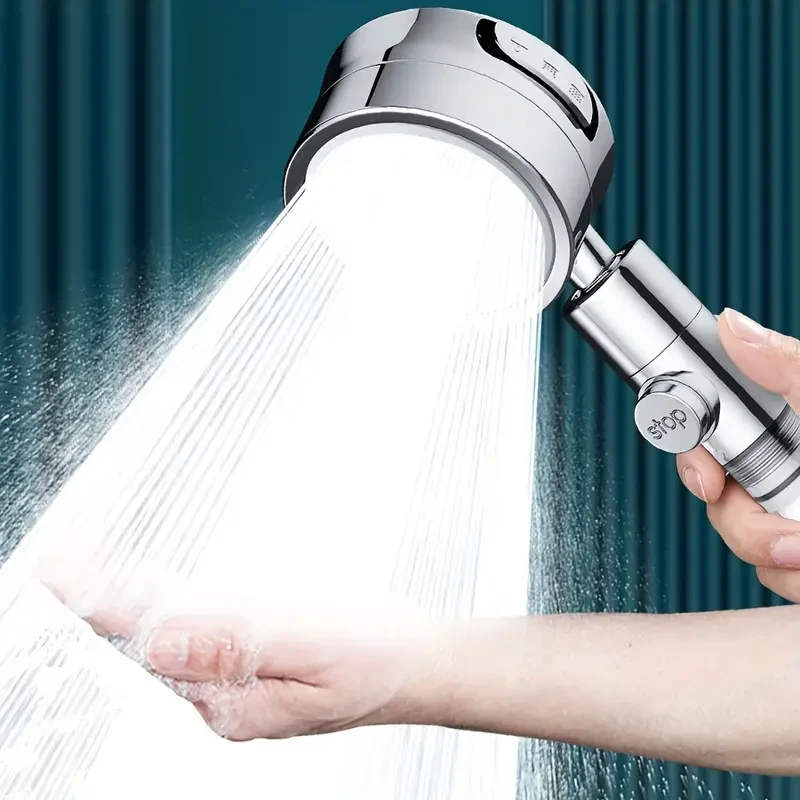 Pressurized Shower Head with Three Adjustable Settings – Strong Water Pressure and Adjustable Angle for Home Bathing