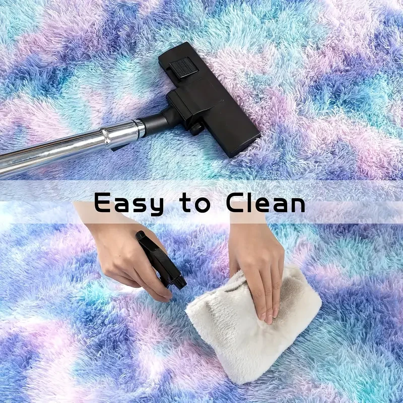 XMwike Fluffy Braided Polyester Area Mat – Vibrant Tie-Dye Design for Stylish Home Decor