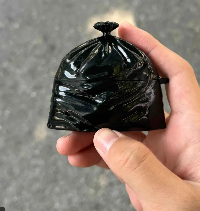 Original Black Silicone Trash Bag Earphone Case
