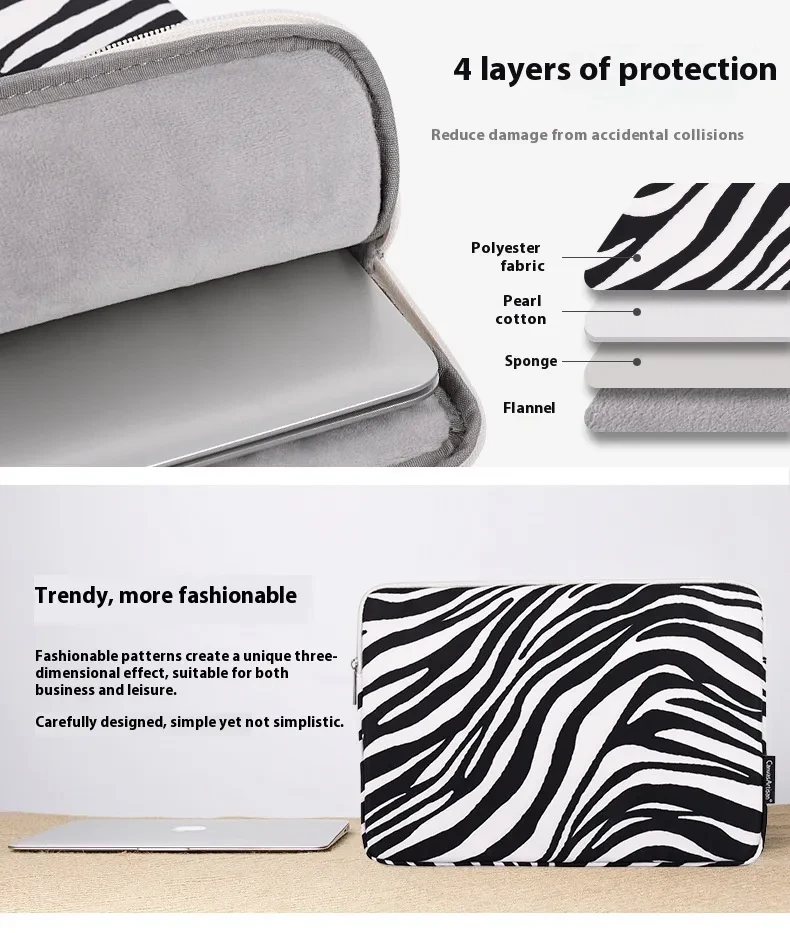 Zebra Pattern Casual Digital Notebook Protective Sleeve
