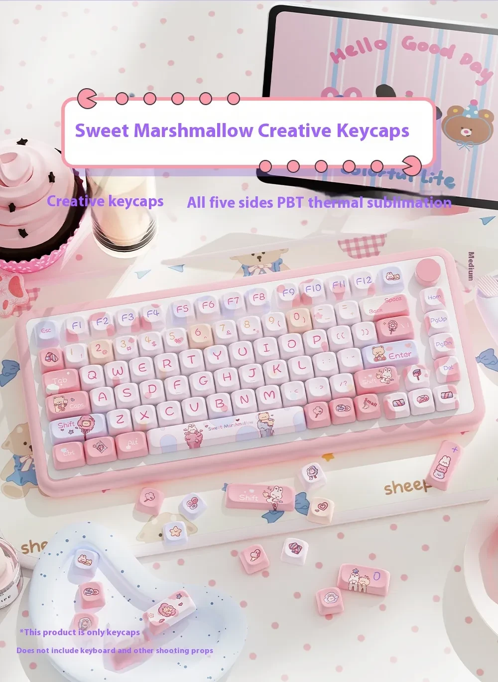 Five-sided Sublimation Moa Highly Cute Personality Fit Mechanical Keyboard Cap