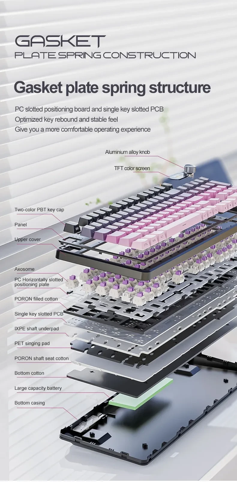Three-mode RGB Wireless Bluetooth Side Engraving With Knob Game Mechanical Keyboard