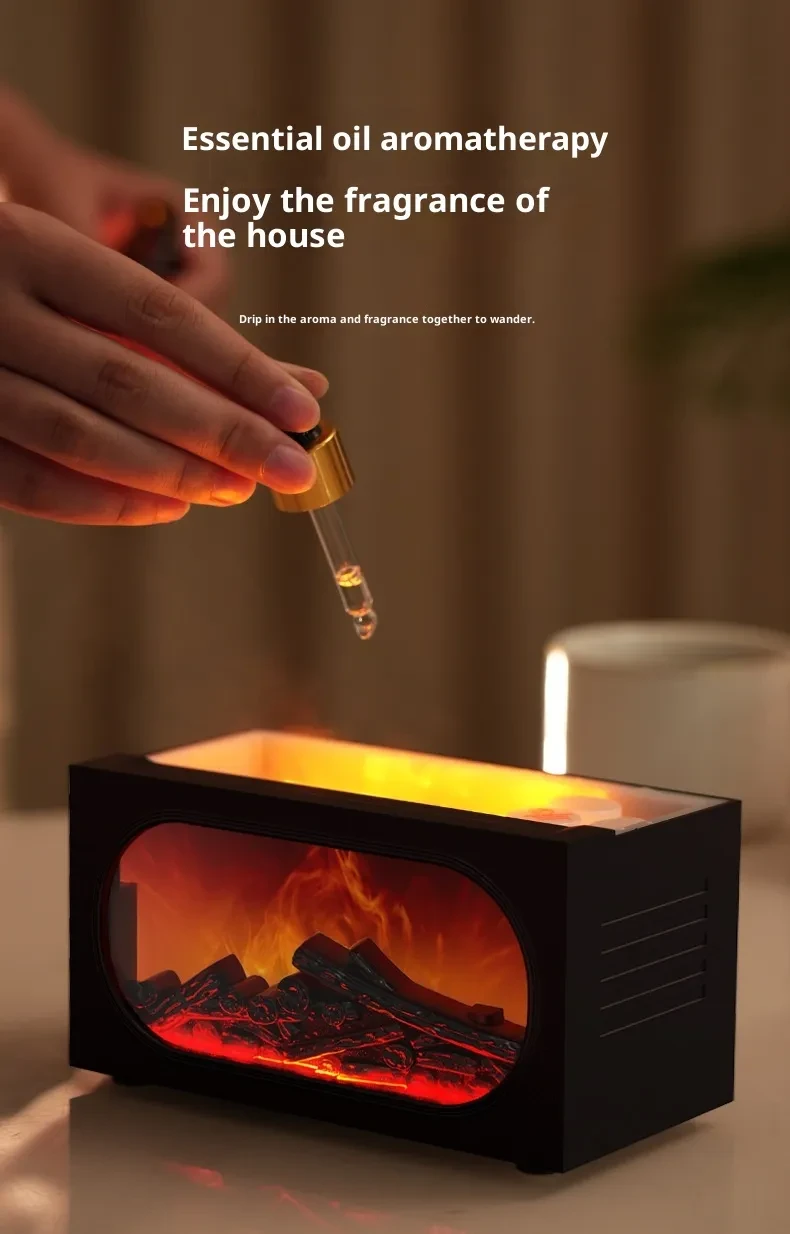 Fireplace Aroma Diffuser Desktop Colorful Simulation Flame Humidifier