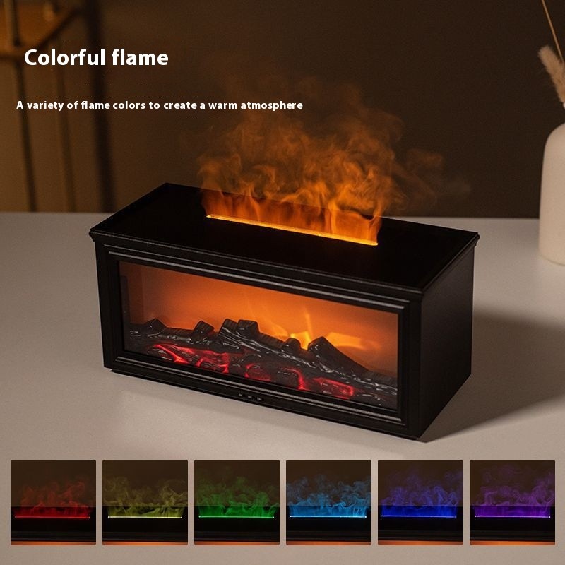 Fireplace Aroma Diffuser Desktop Colorful Simulation Flame Humidifier