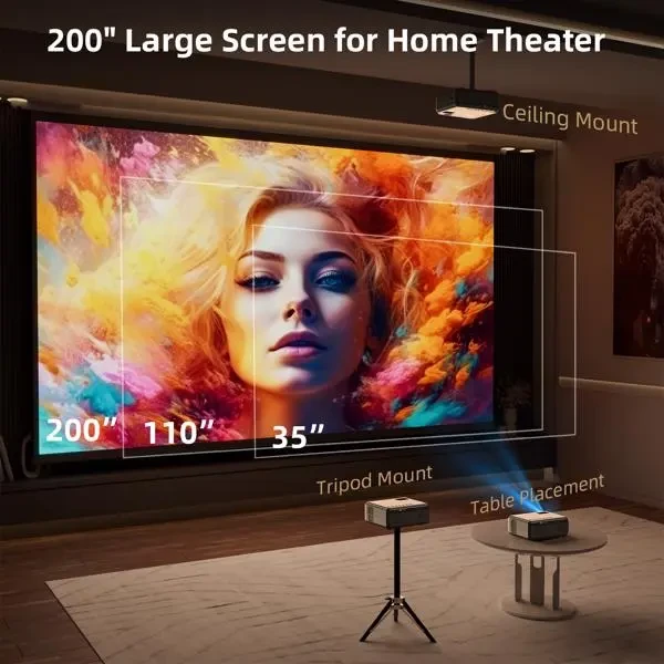 Projector With WiFi & Bluetooth, Upgraded 5G Portable Projector, Support 4K, Native 1080P, 12000 Lumens, Outdoor LED Movie Projector,Selling On The Amazon Temu Platform Is Prohibited