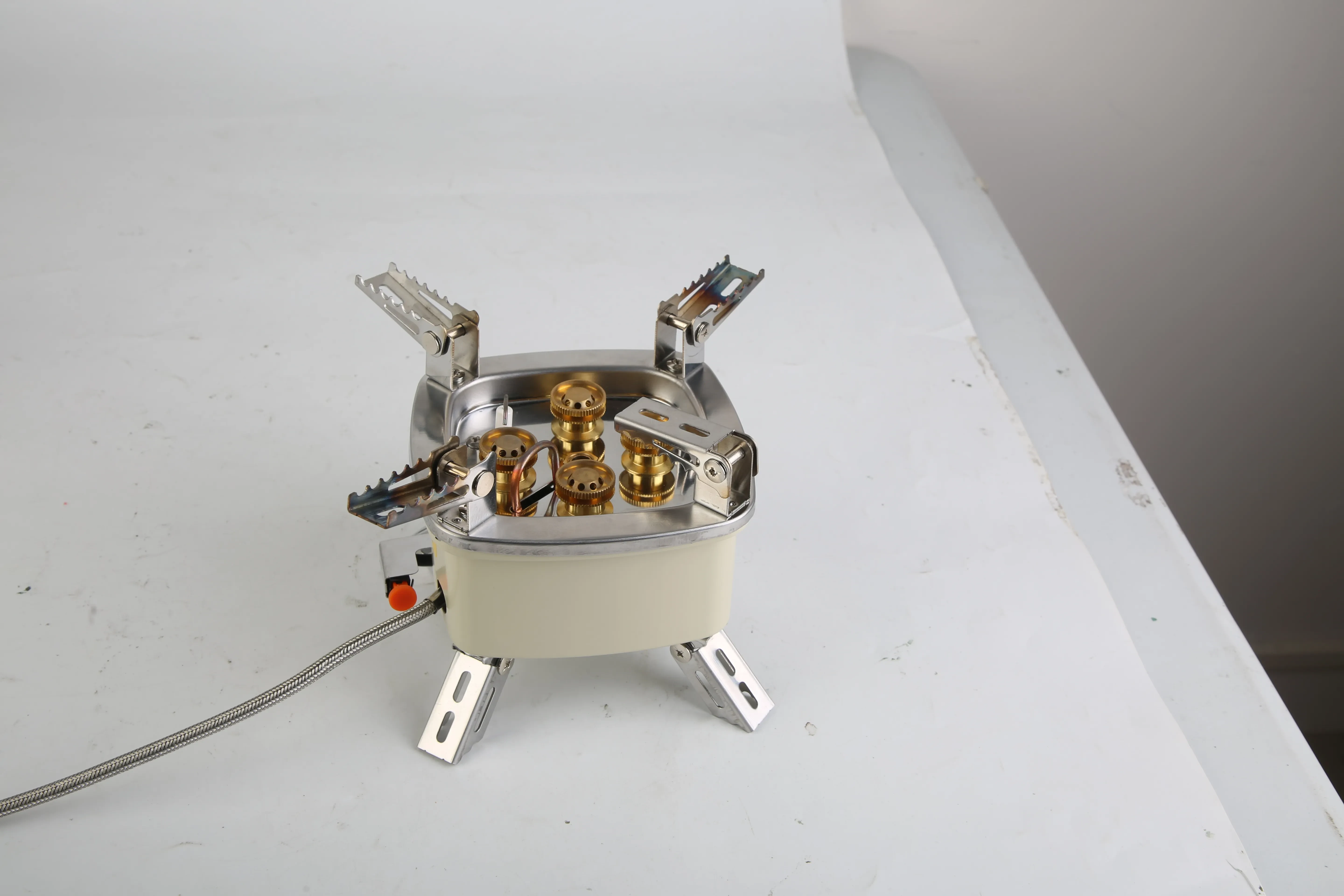 13000W Portable Windproof Camping Stove Five-head Gas Cooking Burner With Piezo Ignition Stepless Flame Control Fit For ISO-butane, Propane, Butane Fuel Tank For Backpacking Picnic Outdoor Cooking