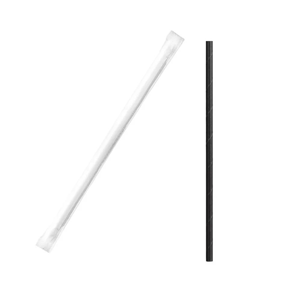 Paper Straight Straws Wrapped (Black) 250pcs