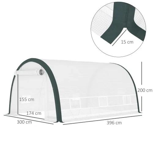 Outsunny 4 X 3m Walk-In Tunnel Greenhouse, With Accessories - White