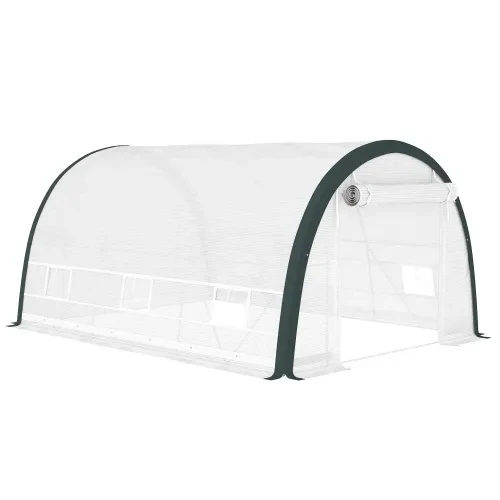 Outsunny 4 X 3m Walk-In Tunnel Greenhouse, With Accessories - White