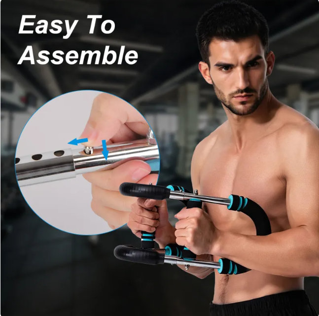 1Pc Adjustable Twister Arm Exerciser Spring Workout Bar Strength Enhancer For Men With 3 Resistance Levels 66 To 110LBS Chest Biceps Triceps Thighs Back Workout