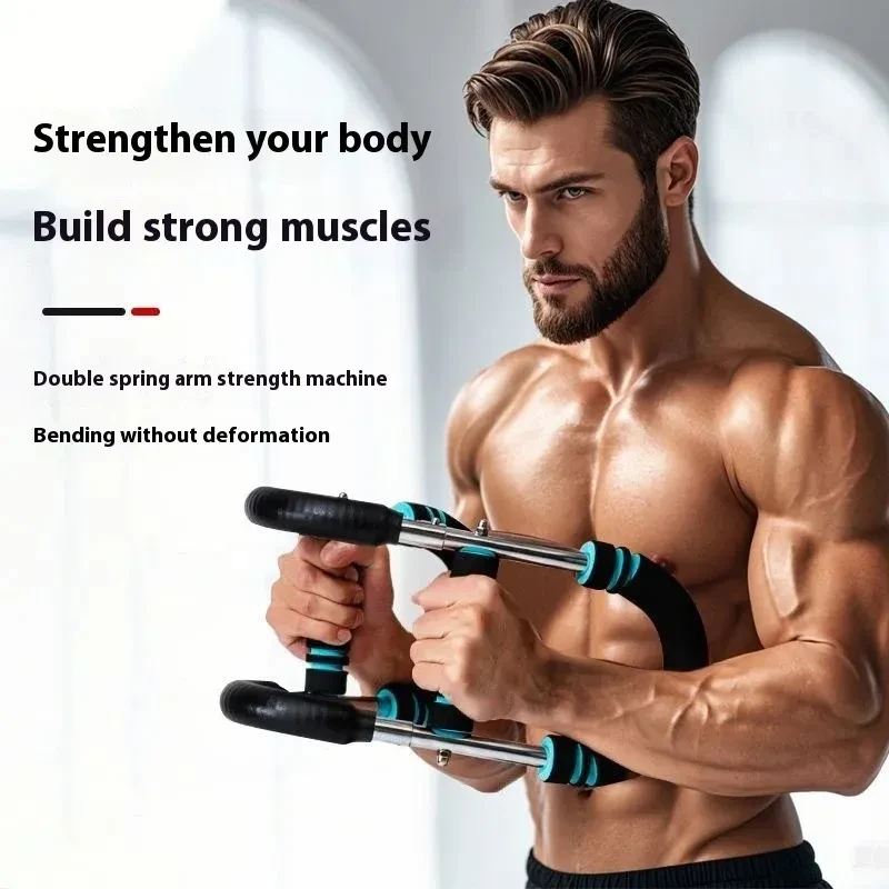 1Pc Adjustable Twister Arm Exerciser Spring Workout Bar Strength Enhancer For Men With 3 Resistance Levels 66 To 110LBS Chest Biceps Triceps Thighs Back Workout