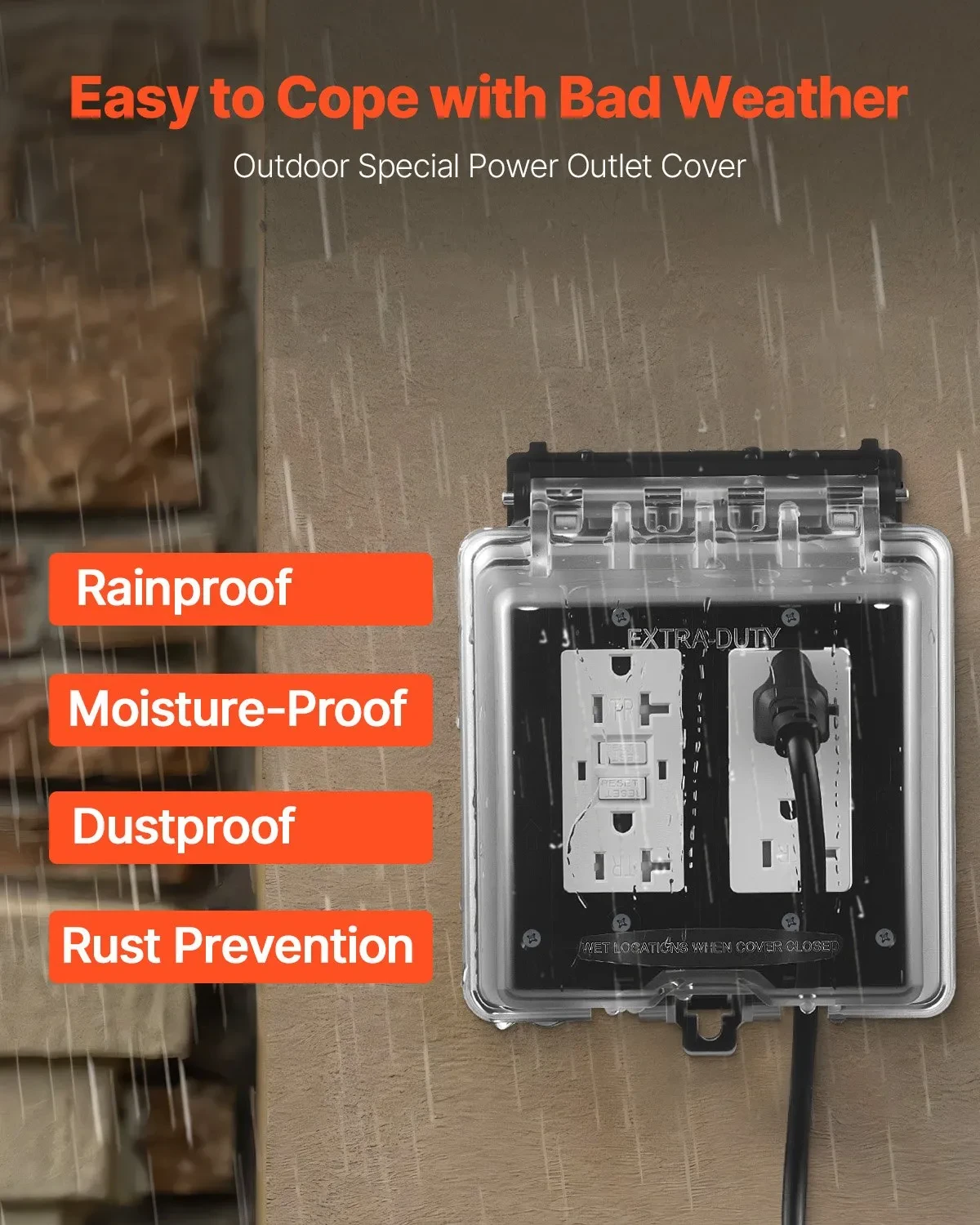 Outdoor Outlet Cover 2-Gang Lockable Weatherproof Electrical Outlet Cover