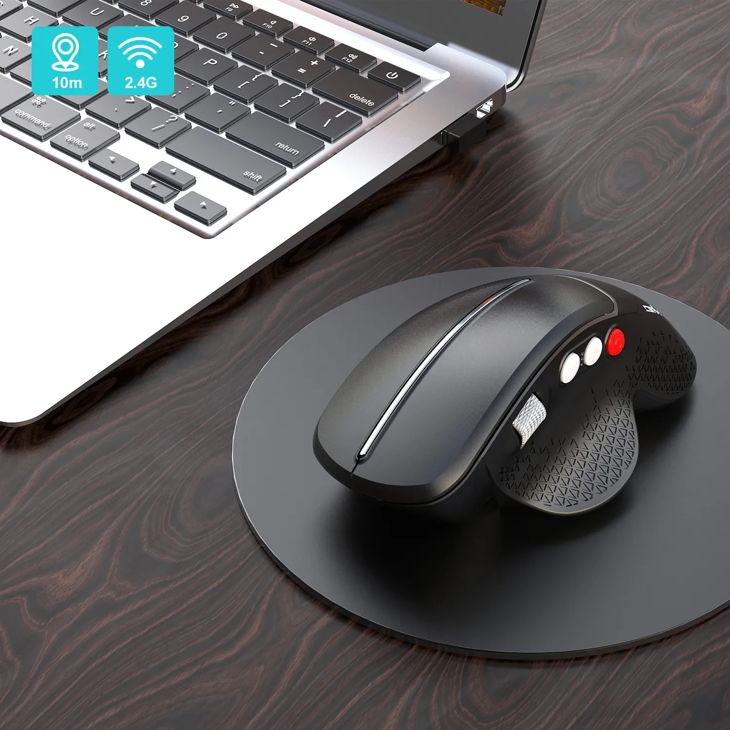 Wireless Vertical Mouse Side Roller Ergonomics
