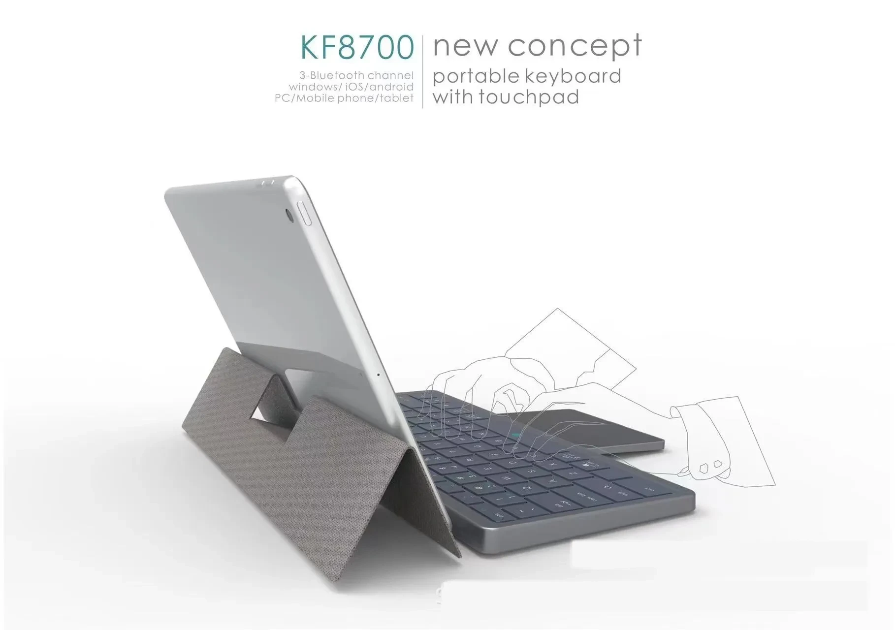 Three-in-one Wireless Bluetooth Touch Pad Wireless Keyboard Leather Sheath Stand Ipad Mobile Phone Universal