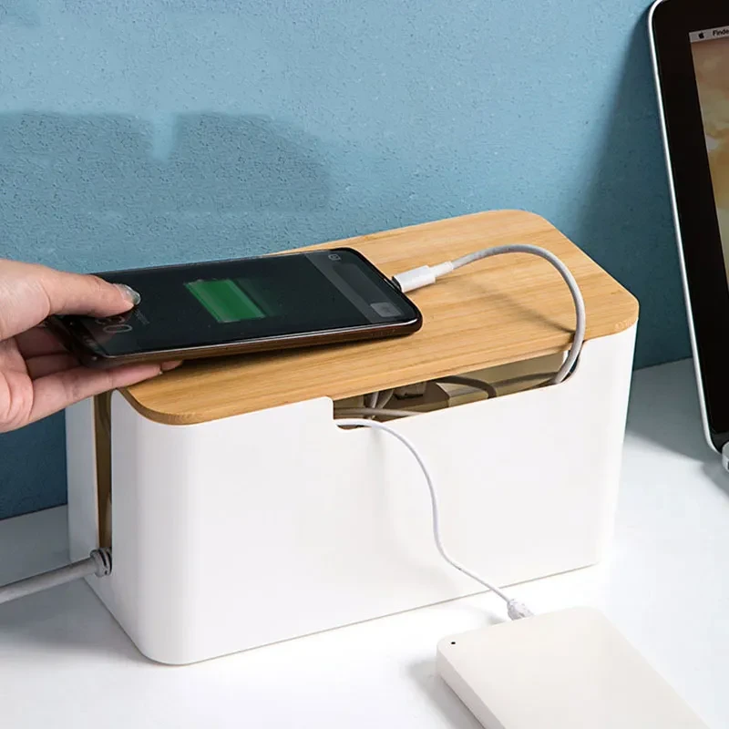 Wire Data Cable Storage Box Power Strip Charger Socket Power Strip Cable Organizer Desktop Finishing Artifact