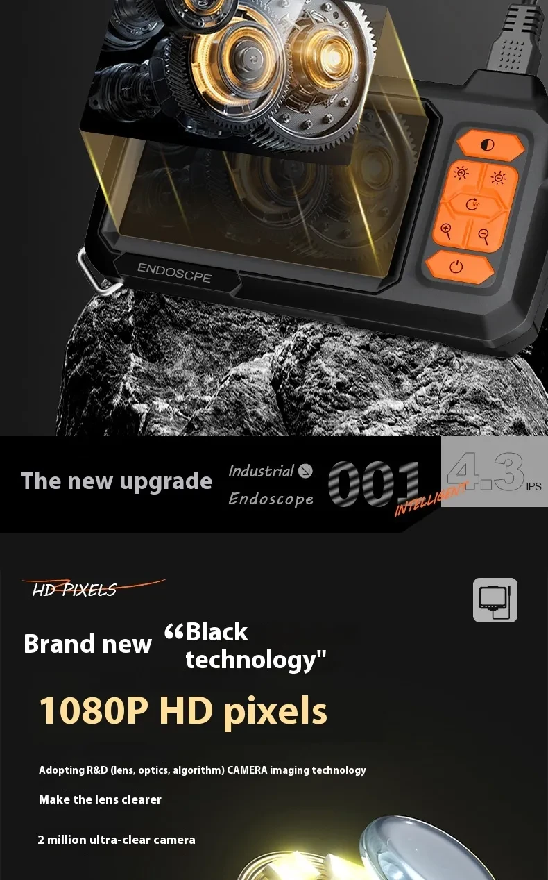 43-inch IPS Screen 1080p High-definition Industrial Endoscope 8m Handheld Camera