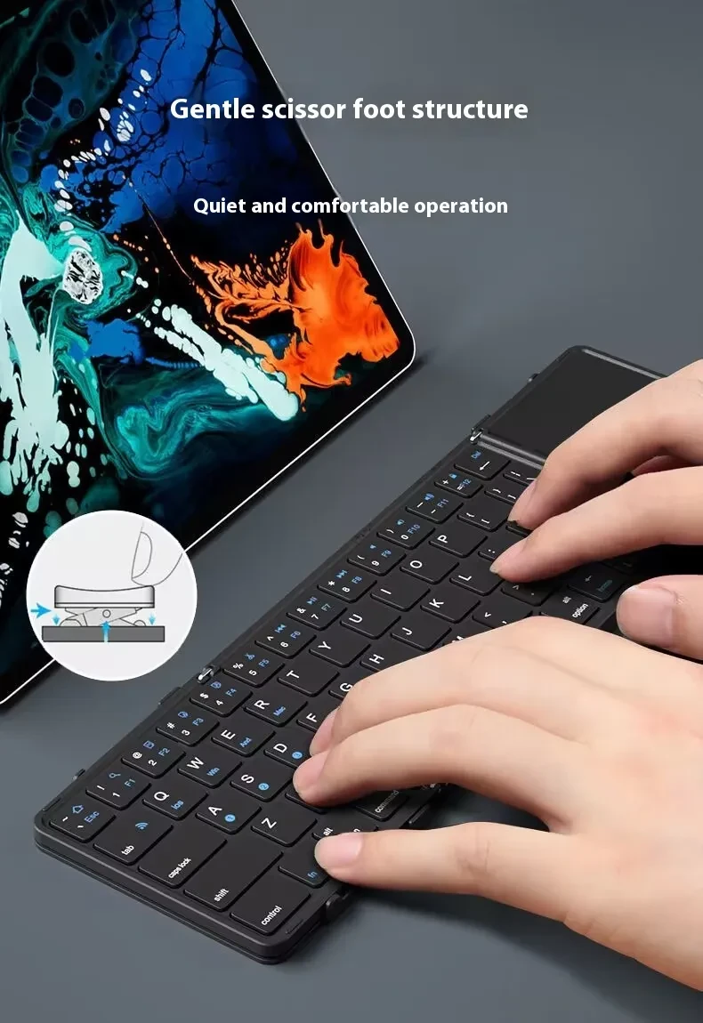 Mobile Phone Tablet Folding Bluetooth Keyboard Portable Mute