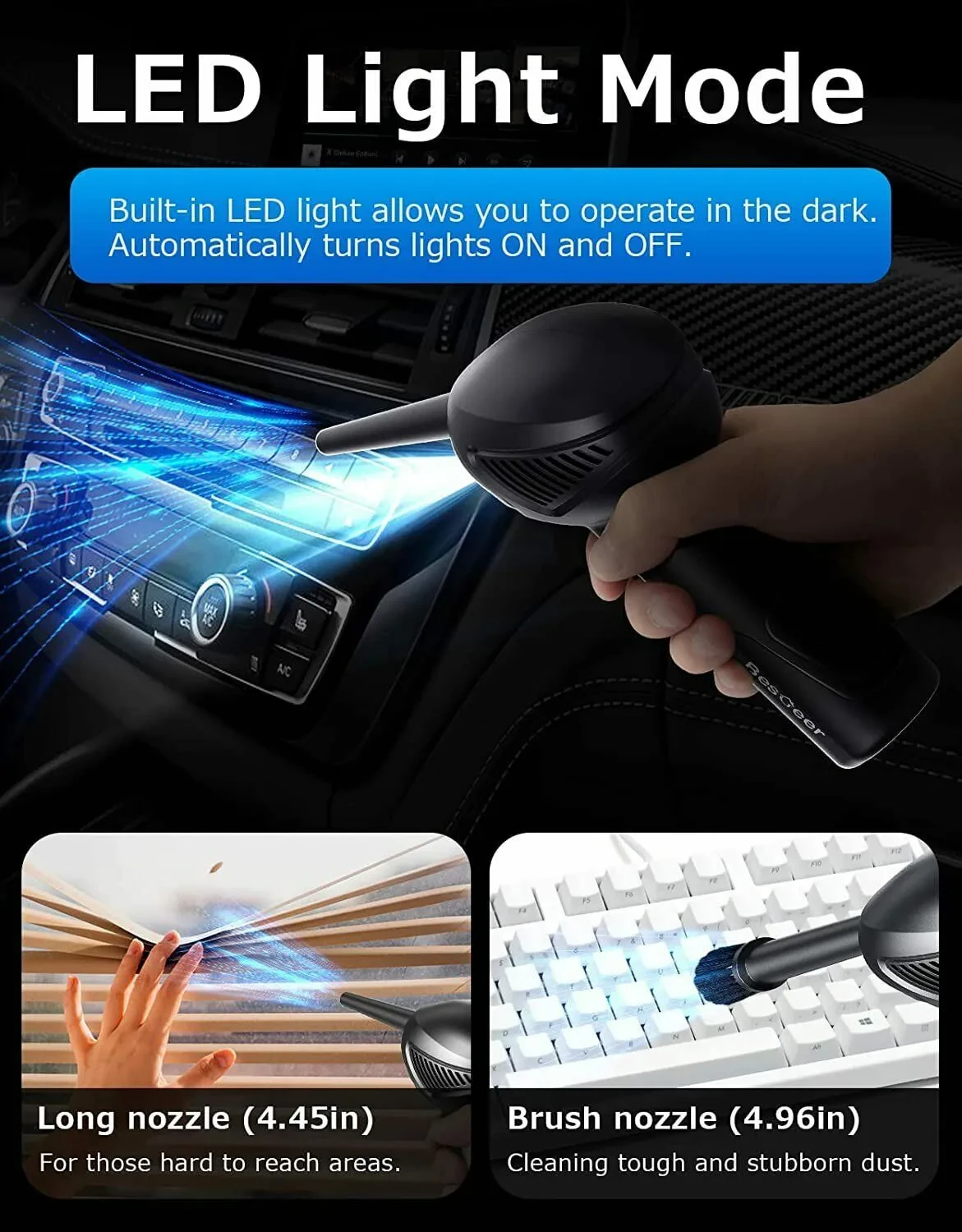 Rechargeable Air Duster Electric Cleaner Cleaning Blower For Car-PC-Keyboard-Pet