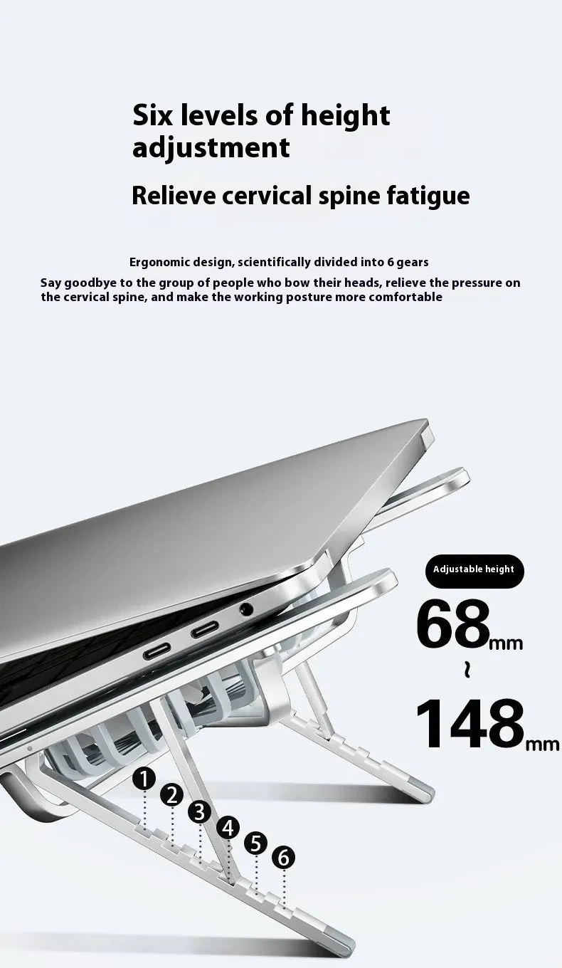 Aluminum Alloy Notebook Stand Portable Folding Lifting Tablet Height Increasing Desktop Twin Fan Computer
