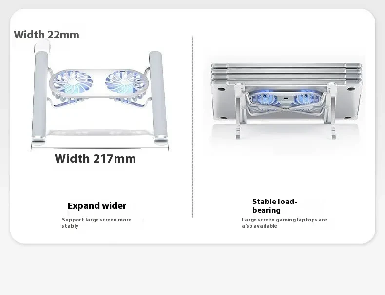 Aluminum Alloy Notebook Stand Portable Folding Lifting Tablet Height Increasing Desktop Twin Fan Computer