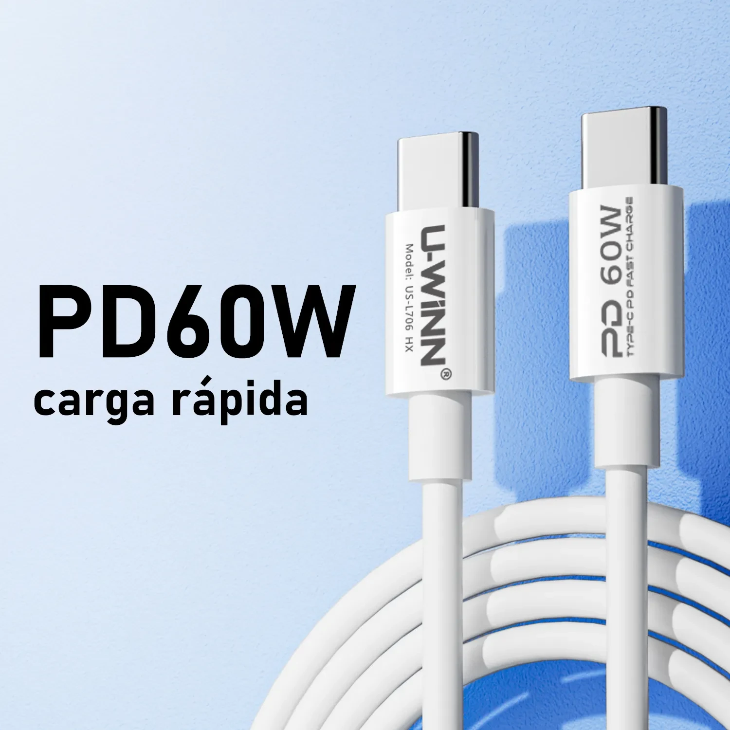 L706 USB-C To USB-C Cable PD 60W 1M White USB 3.0 UWINN