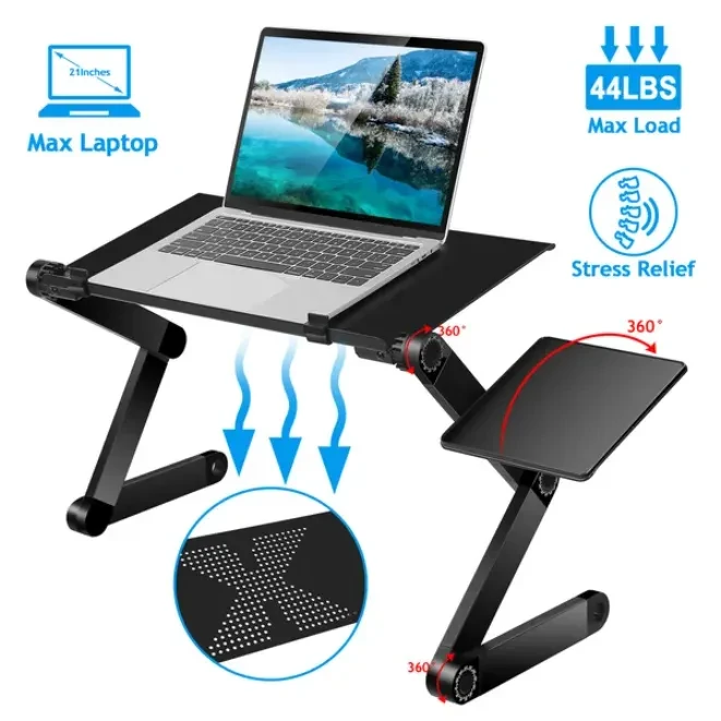 Foldable Laptop Desk With Mouse Board And Aluminum Alloy Tray