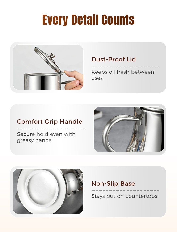 Stainless Steel Grease Strainer & Oil Storage Pot with Mesh Filter